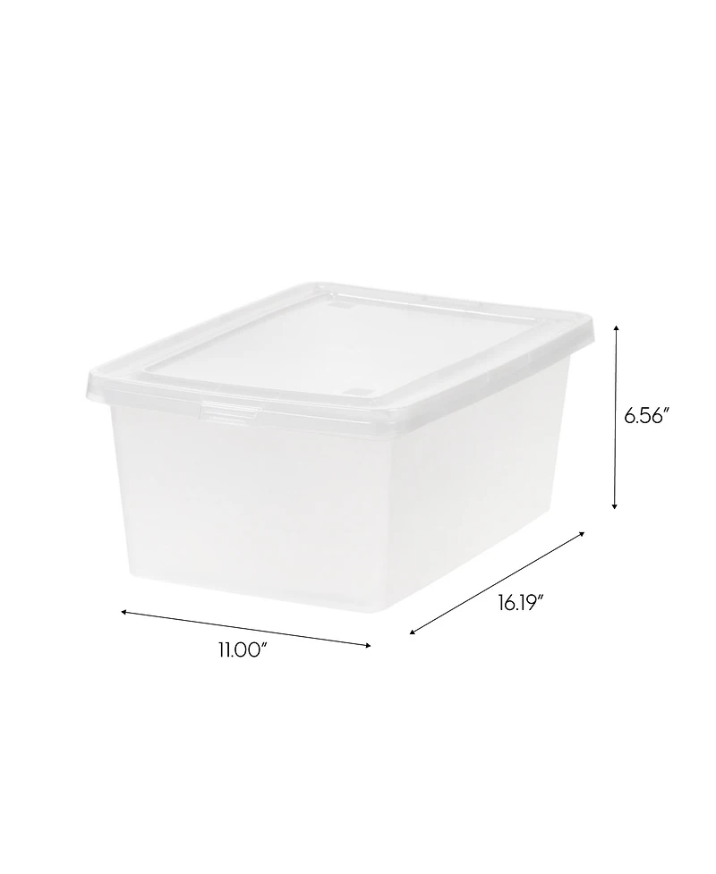 Iris Quart Plastic Storage Bin Tote Organizing Container with Latching Lid, Stackable and Nestable, Clear