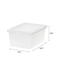 Iris Quart Plastic Storage Bin Tote Organizing Container with Latching Lid, Stackable and Nestable, Clear