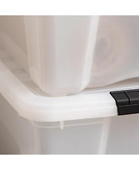 Iris 4 Pack 40qt Plastic Storage Bin with Lid and Secure Latching Buckles, Pearl
