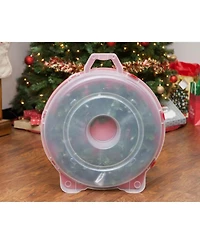 Iris Usa 24" Wreath Storage Container Box, Clear/Red
