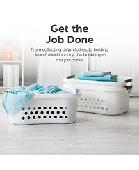 Iris Usa 50L Plastic Hip Hold Laundry Basket Hamper Organizer with Built-In Comfort Carry Handles, 1.5 Bushel, for Closet, Dorm, Laundry Room, Bedroom
