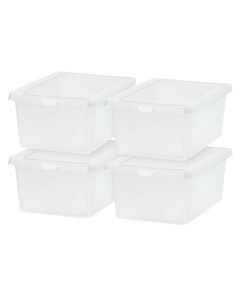 Iris Usa 17 Qt Clear Storage Box, Bpa-Free Plastic Stackable Bin with Lid, 4 Pack, Containers to Organize Shoes and Closet Shelves, Classroom Organiza