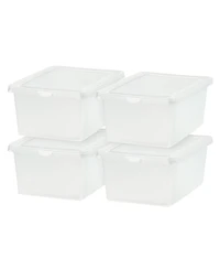 Iris Usa 17 Qt Clear Storage Box, Bpa-Free Plastic Stackable Bin with Lid, 4 Pack, Containers to Organize Shoes and Closet Shelves, Classroom Organiza