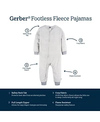 Toddler Boys' Footless Fleece Pajamas, 3-Pack