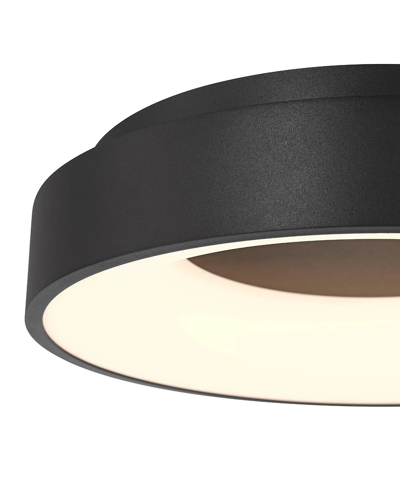 Possini Euro Design Brock Modern Ceiling Light Flush-Mount Fixture 15" Sand Black Dimmable Led for Bedroom Kitchen Living Room