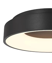 Possini Euro Design Brock Modern Ceiling Light Flush-Mount Fixture 15" Sand Black Dimmable Led for Bedroom Kitchen Living Room
