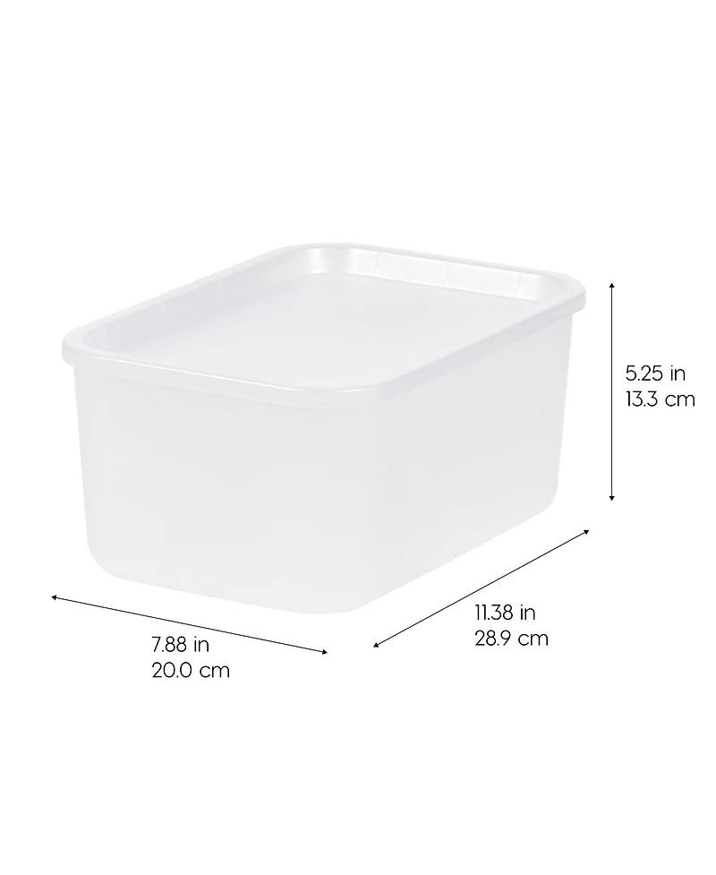 Iris Usa Small Plastic Modular Storage Basket with Lid, 4-Pack, Stackable, for Kitchen Bathroom Bedroom Closet Kid's Room Office, Easy to Clean, Styli