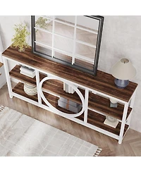 Tribesigns Narrow Behind Sofa Console Table, Extra Long Entryway Tables with 3 Tier Shelves