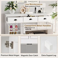 Gymax Modern Buffet Sideboard 53.5'' Storage Cabinet w/ 3 Drawers 3 Doors White
