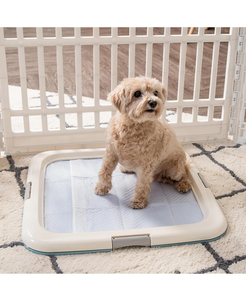 Iris Usa Holder, Fits 23"x23" or Larger, Medium, Puppy Dog Pad Hoder, Secured Latches, Non-Skid Rubber Feet, High Polish Finish for Easy Cleaning, Lea