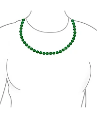 Bling Jewelry Simple 7MM Ball Bead Dyed Green Agate Strand Necklace Sterling Silver 19 Inch