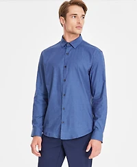 Alfani Men's Modern Classic-Fit Stretch Dot Dobby Button-Down Shirt, Created for Macy's
