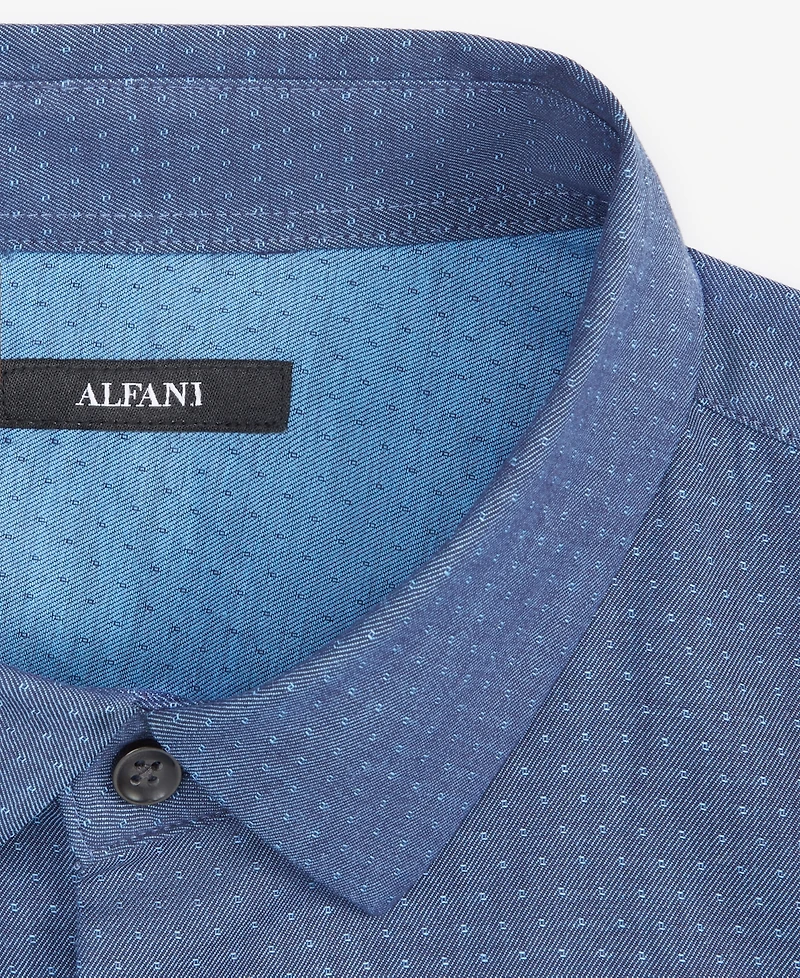 Alfani Men's Modern Classic-Fit Stretch Dot Dobby Button-Down Shirt, Created for Macy's