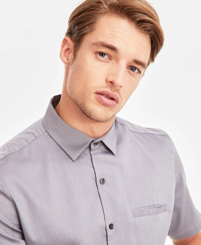 Alfani Men's Short-Sleeve Modern Stretch Dobby Shirt, Created for Macy's