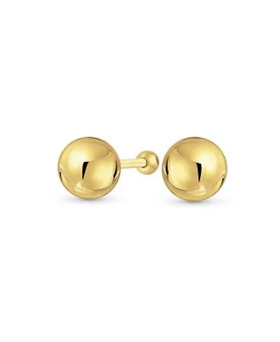 Bling Jewelry Classic Smooth Basic Round Genuine Real Yellow 14K Gold Ball Stud Earrings For Women Men 7 Mm Bead Screw back