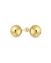 Bling Jewelry Classic Smooth Basic Round Genuine Real Yellow 14K Gold Ball Stud Earrings For Women Men 7 Mm Bead Screw back