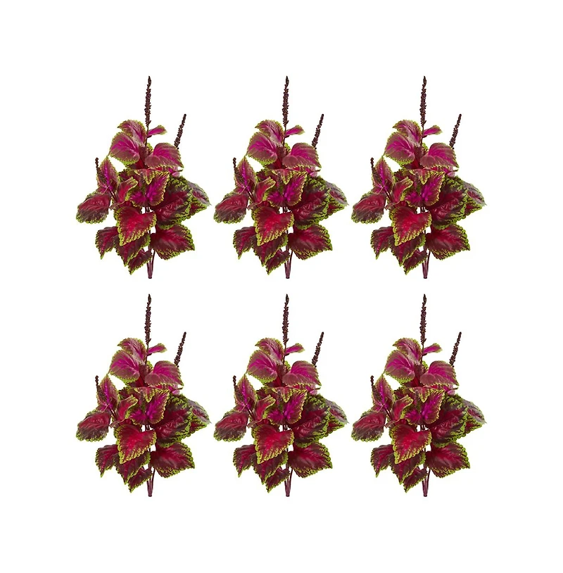 Slickblue Vibrant Artificial Coleus Bush Plant Realistic Foliage for Indoor & Outdoor Decor (Set of 6)