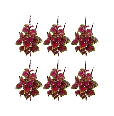 Slickblue Vibrant Artificial Coleus Bush Plant Realistic Foliage for Indoor & Outdoor Decor (Set of 6)