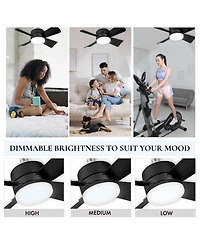 Socket Fan 15.7 in. Indoor Led Bright White Ceiling Fan with Remote