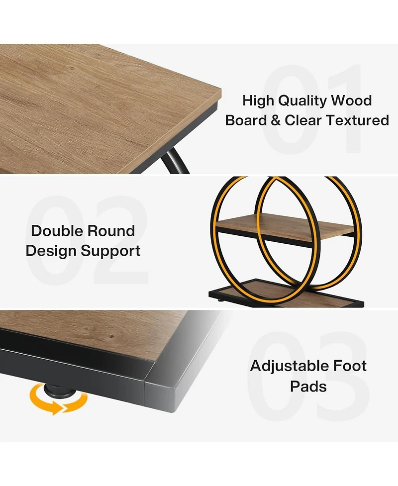 Tribesigns End Table Set of 2, Narrow End Table with 3 Storage Shelves, Wooden Nightstand with Metal Frame, Small Sofa Side Table