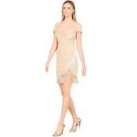 Lara Women's Off Shoulder Fringe Wrap Dress