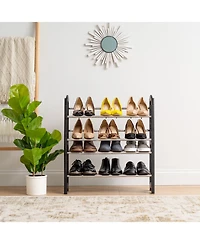 Iris Usa 2 Tier Extendable and Stackable Freestanding Metal Shoe Racks for Entryway