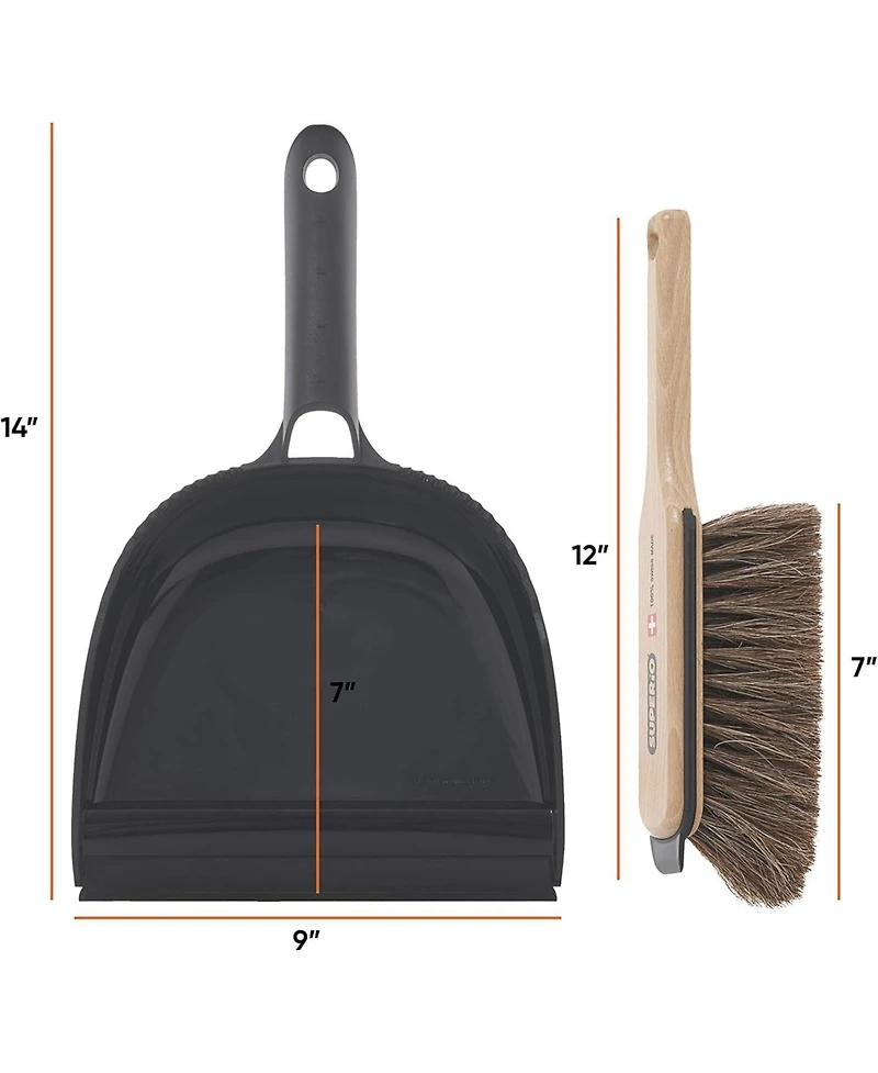 Superio Brush & Dustpan Set, Synthetic Grey White Bristles with Plastic