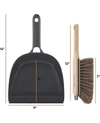 Superio Brush & Dustpan Set, Synthetic Grey White Bristles with Plastic
