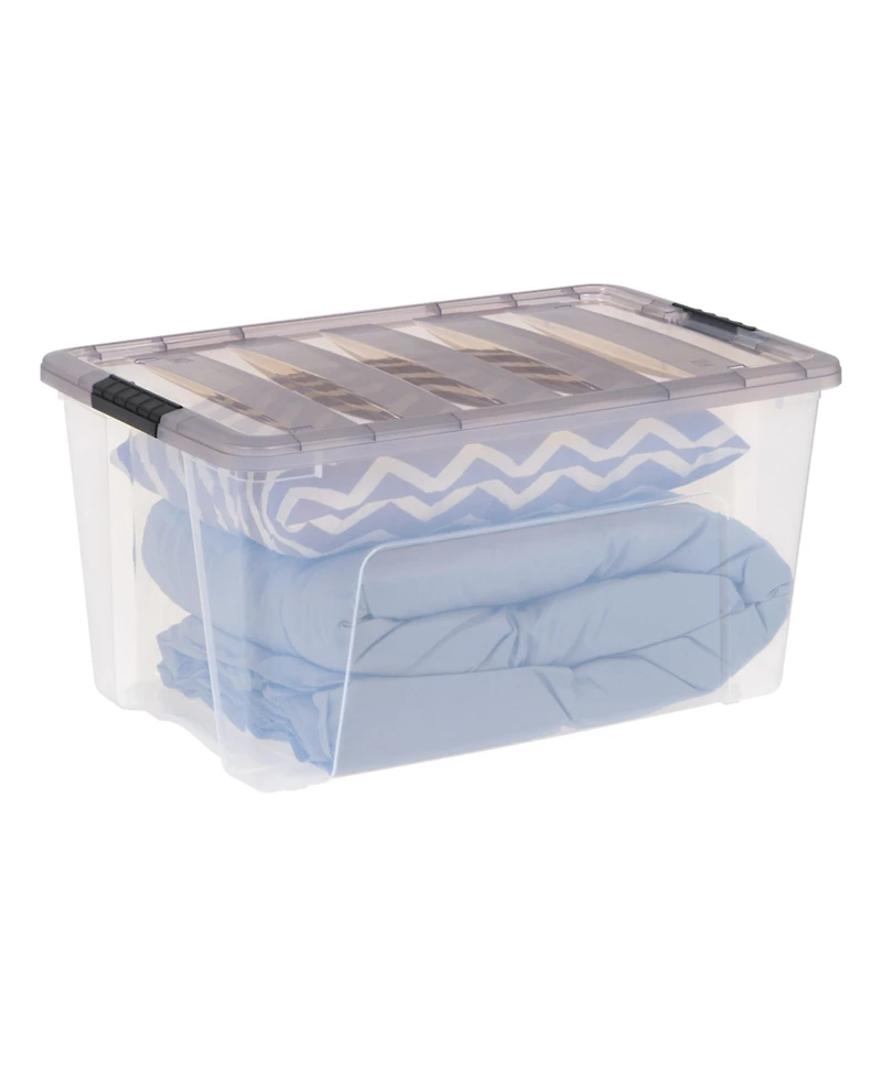 Iris Usa 72 Quart Stack & Pull Clear storage Box, Gray, 3 Pack