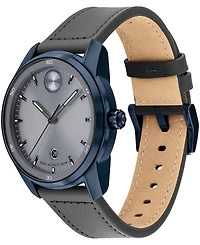Movado Men's Bold Verso Swiss Quartz Gray Leather Watch 42mm