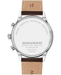 Movado Men's Calendoplan Swiss Quartz Chrono Chocolate Leather Watch 43mm