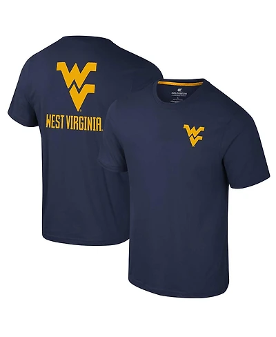 Colosseum Men's Navy West Virginia Mountaineers Logo Lockup 2-Hit Active Blend T-Shirt