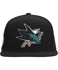 Mitchell & Ness Men's Black San Jose Sharks Core Top Spot Snapback Hat