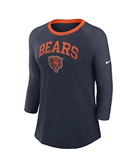 Nike Women's Navy Chicago Bears Raglan 3/4 Sleeve T-Shirt