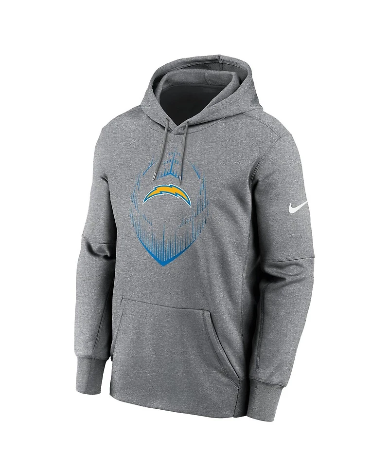 Nike Men's Heather Gray Los Angeles Chargers Icon Performance Pullover Hoodie