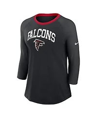 Nike Women's Black Atlanta Falcons Raglan 3/4 Sleeve T-Shirt