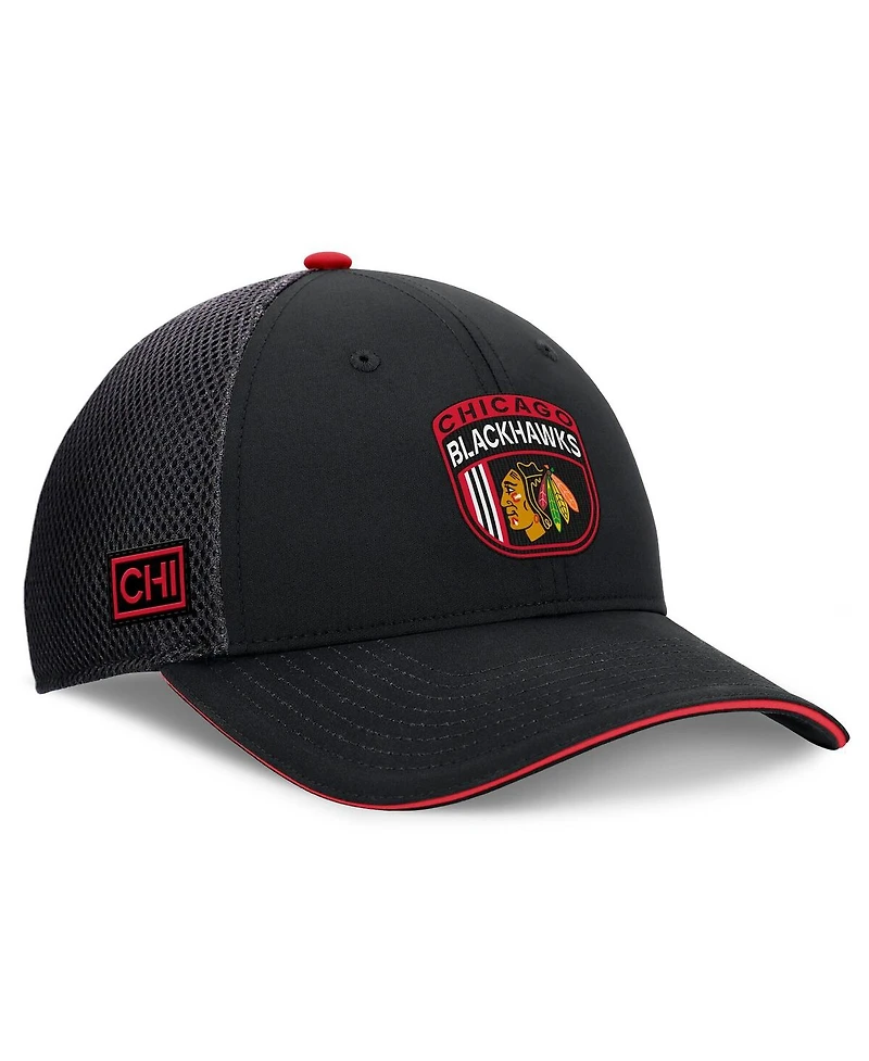 Fanatics Men's Black Chicago Blackhawks 2024 Nhl Draft On Stage Trucker Adjustable Hat
