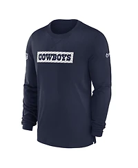 Nike Men's Navy Dallas Cowboys 2024/25 Sideline Player Tri-Blend Performance Long Sleeve T-Shirt