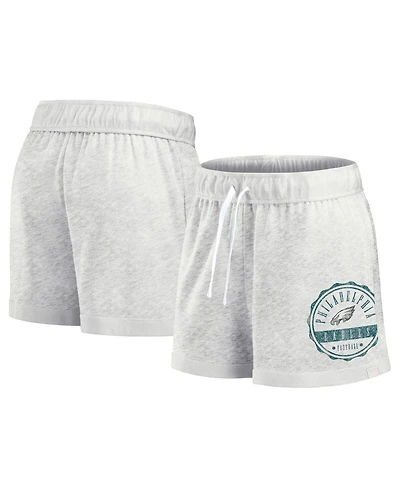 Fanatics Women's Oatmeal Philadelphia Eagles Vintage Badge Shorts