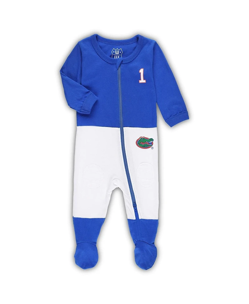 Wes & Willy Baby Boys and Girls Royal Florida Gators 1 Football Uniform Full-Zip Footed Jumper