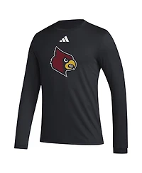 Adidas Men's Black Louisville Cardinals Primary Locker Logo Pre-Game Long Sleeve T-Shirt
