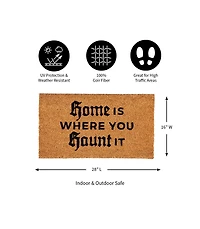 Evergreen 16 x 28 Halloween Greeting Coir Mat, Home Is Where You Haunt It for Indoor and Outdoor Decor