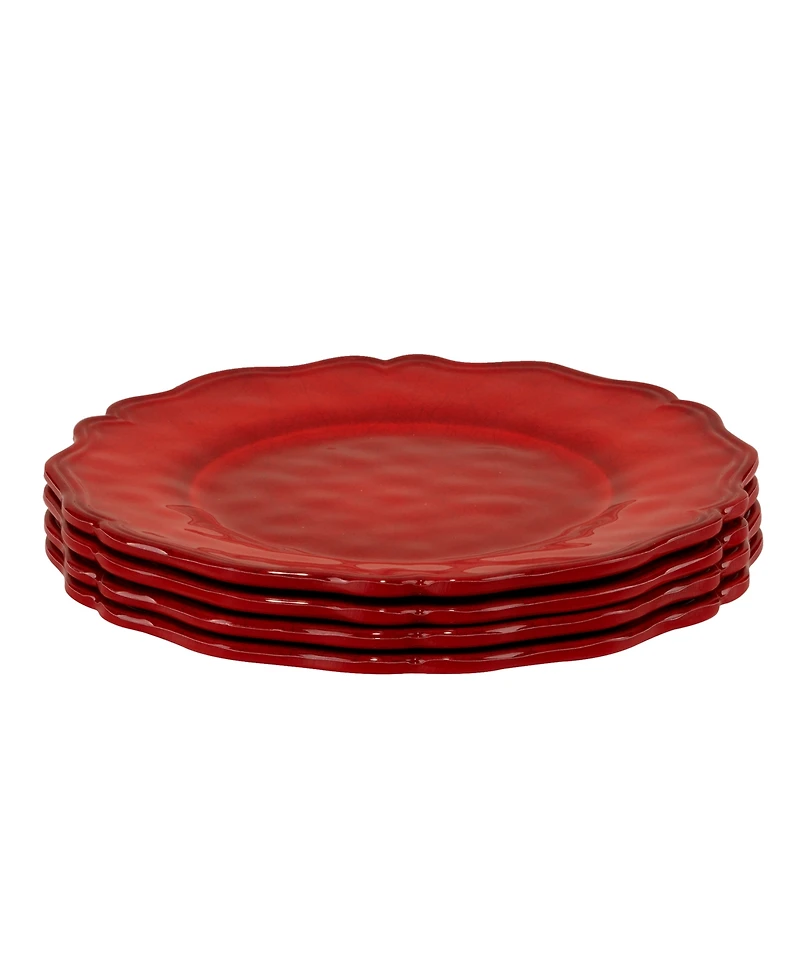 Certified International Red Crackle Salad Plates, Set of 4