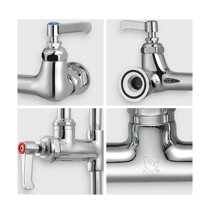 Aquaterior Pre-Rinse Brass Wall-mount Faucet w/ 12" Add-On Faucet Restaurant Cupc Nsf