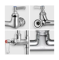 Aquaterior Pre-Rinse Brass Wall-mount Faucet w/ 12" Add-On Faucet Restaurant Cupc Nsf