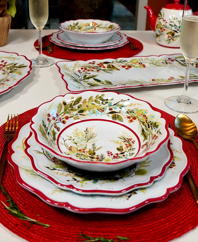Certified International Christmas Gatherings Dinner Plates, Set of 4