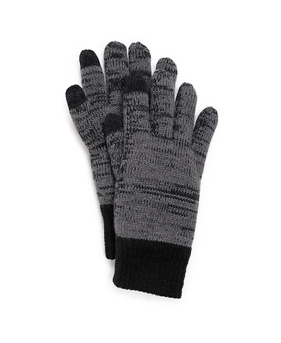 Muk Luks Men's Heat Retainer Gloves, Pewter/Ebony Marl, One Size