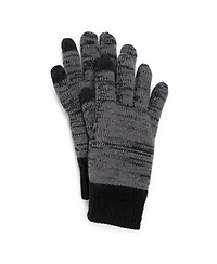 Muk Luks Men's Heat Retainer Gloves, Pewter/Ebony Marl, One Size
