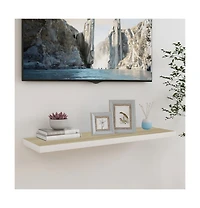 Floating Wall Shelf Oak and White 35.4"x9.3"x1.5" Mdf