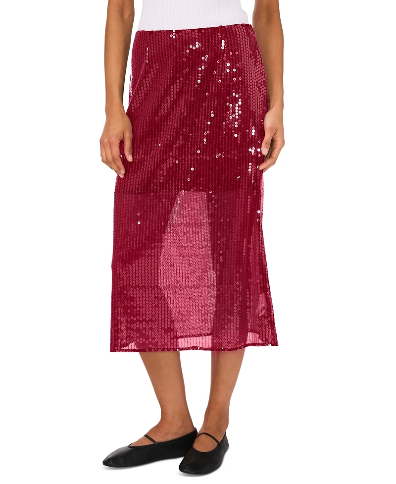1.state Women's Side-Zip Sequin Midi Skirt